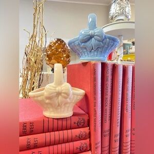 Vintage Loomco mini Pink and Blue Ceramic baskets